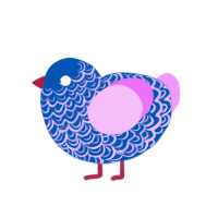 Lacie, a ultramarine and lavender chicken with a double-lace pattern