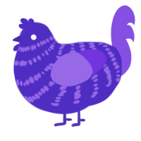 Do not Yeet, a indigo and blurple chicken with a bar pattern