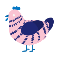 (unnamed), a rose and navy chicken with a bar pattern