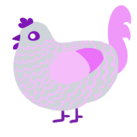 Eggs, a mist and lavender chicken with a lace pattern