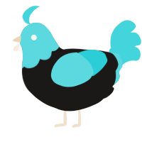 Blue Ice, a sable and aqua chicken with a head pattern