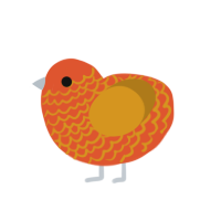 (unnamed), a vermilion and ochre chicken with a lace pattern