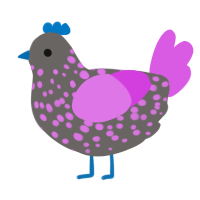 (unnamed), a grey and orchid chicken with a speckle pattern