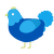 A ultramarine and sky chicken with a head pattern