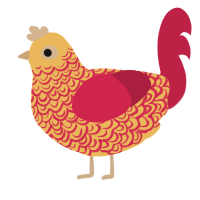 The Flames, a honey and crimson chicken with a double-lace pattern