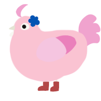 kirbo, a rose and pink chicken