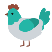 miku is that u, a mist and turquoise chicken with a head pattern