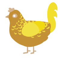 Yellow Patches, a gold and yellow chicken with a half-lace pattern