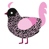 (unnamed), a black and pink chicken with a double-lace pattern