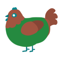 Henry, a viridian and russet chicken with a head pattern