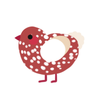 Odd mushroom, a red and cream chicken with a speckle pattern