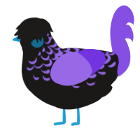 Lavender, a sable and blurple chicken with a half-lace pattern