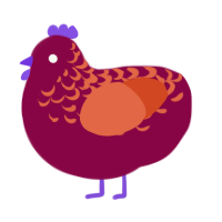 龙人先生, a maroon and vermilion chicken with a half-lace pattern