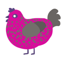 (unnamed), a fuchsia and grey chicken with a speckle pattern