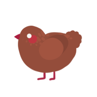 Eglantine, a russet chicken with a neck-speckle pattern