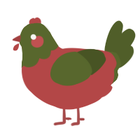 Saltuna, a red and olive chicken with a head pattern