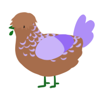 Blanced Velociraptor, a brown and lilac chicken with a half-lace pattern