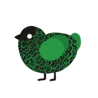 Beauty, a sable and viridian chicken with a double-lace pattern