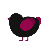 Red Hood, a black and maroon chicken