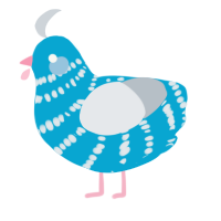 future doraemon, a cerulean and mist chicken with a bar pattern