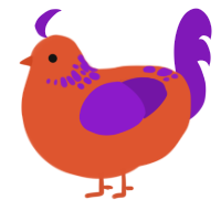 (unnamed), a vermilion and violet chicken with a neck-speckle pattern