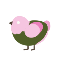 Sakura Mochi, a olive and pink chicken with a head pattern