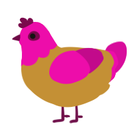 (unnamed), a gold and fuchsia chicken with a head pattern