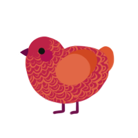 爱, a crimson and vermilion chicken with a double-lace pattern