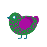 (unnamed), a viridian and plum chicken with a speckle pattern