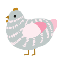 Fryer Cluck, a silver and rose chicken with a bar pattern