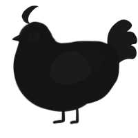 Void, a black and sable chicken