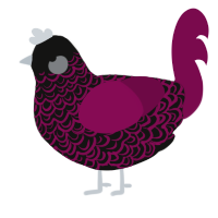 cloned, a black and wine chicken with a double-lace pattern