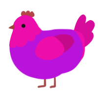 誕生日, a amethyst and fuchsia chicken with a head pattern