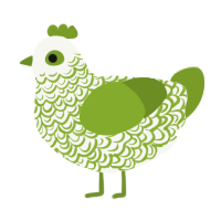 Solstice Vineyard, a white and chartreuse chicken with a double-lace pattern