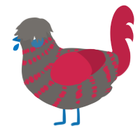 (unnamed), a grey and crimson chicken with a bar pattern