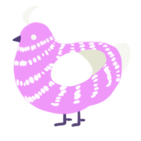 Darling, a lavender and white chicken with a bar pattern