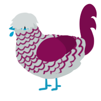 cici, a silver and wine chicken with a lace pattern