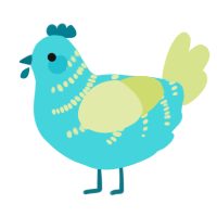 Rat in a Cage, a aqua and lemon chicken with a half-bar pattern