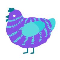 (unnamed), a blurple and aqua chicken with a bar pattern