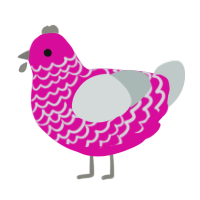 Birthday, a fuchsia and silver chicken with a lace pattern