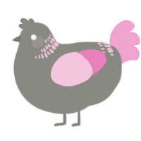 Guy Who Explosion, a ash and pink chicken with a neck-band pattern