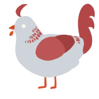 Medic, a mist and red chicken with a neck-band pattern