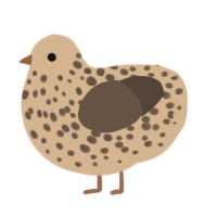 Cinnamon Bagel, a beige and bark chicken with a speckle pattern