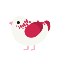 2 Lucky, a white and crimson chicken with a neck-speckle pattern