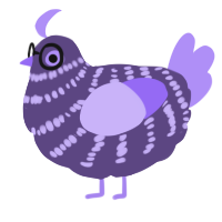 Mirth, a overcast and lilac chicken with a bar pattern