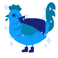 Achilles, a sky and sea chicken with a half-bar pattern