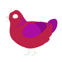 Omen, a crimson and plum chicken with a neck-band pattern