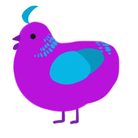 Frontier, a amethyst and cerulean chicken with a neck-band pattern