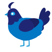 A sapphire and navy chicken with a head pattern