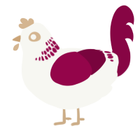 Peppysood, a white and maroon chicken with a neck-band pattern